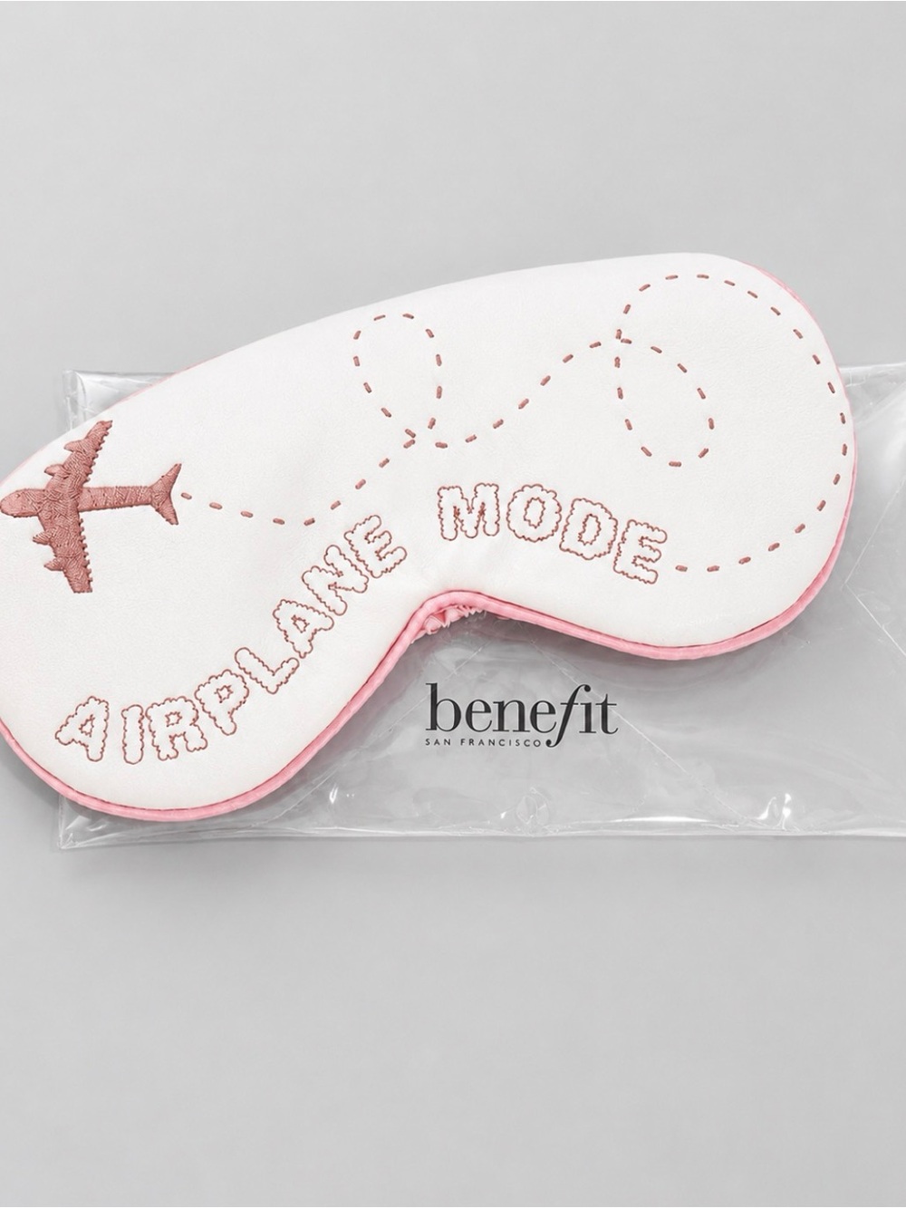 Benefit Airplane Mode Sleep Eye Mask Pink White Travel Eye Mask